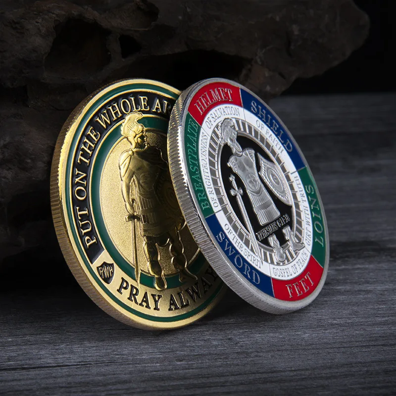 Christianity Souvenir Put on The Whole Armor of God Ephesians Coin Gold Plated Commemorative Coin Pray Always Collection - Image 3