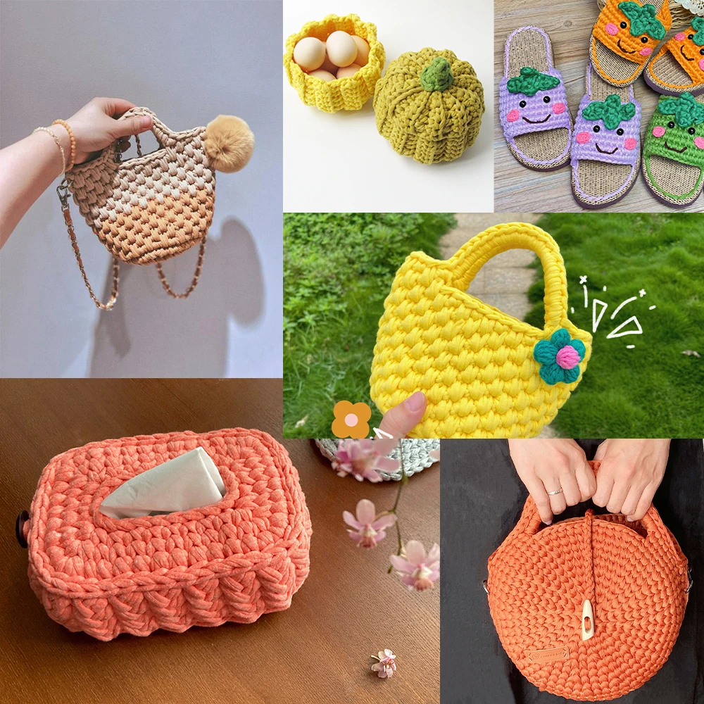 1Pcs Polyester T-Shirt Yarn For DIY Crafting Crochet And Knitting - Bags, Cushions, Dolls, Baskets, Scarves 210g/7.4oz 50m/54yd 4