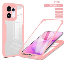 Ultimate 360 - Degree Protective Case with Hard Film Screen Protector for OPPO Reno16 Pro 5G (Pink)