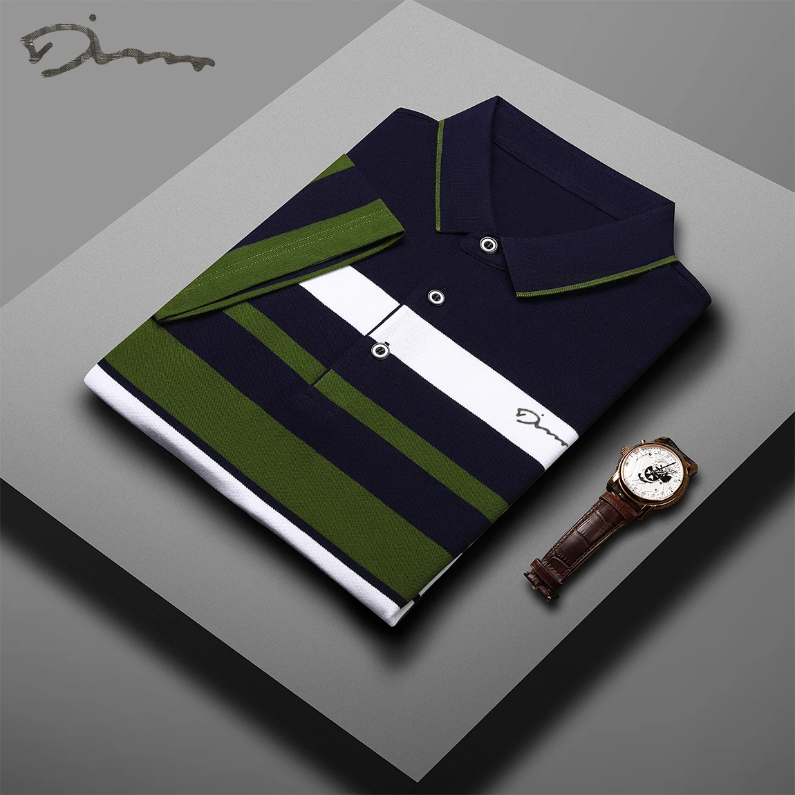 Brand Embroidery Men's Cotton Polo Shirts Classics 2024 Summer Striped Button Clothing Business Streetwear Short Sleeved T-shirt 10 Se29c2b464e8343c589c7eba78eb6333co