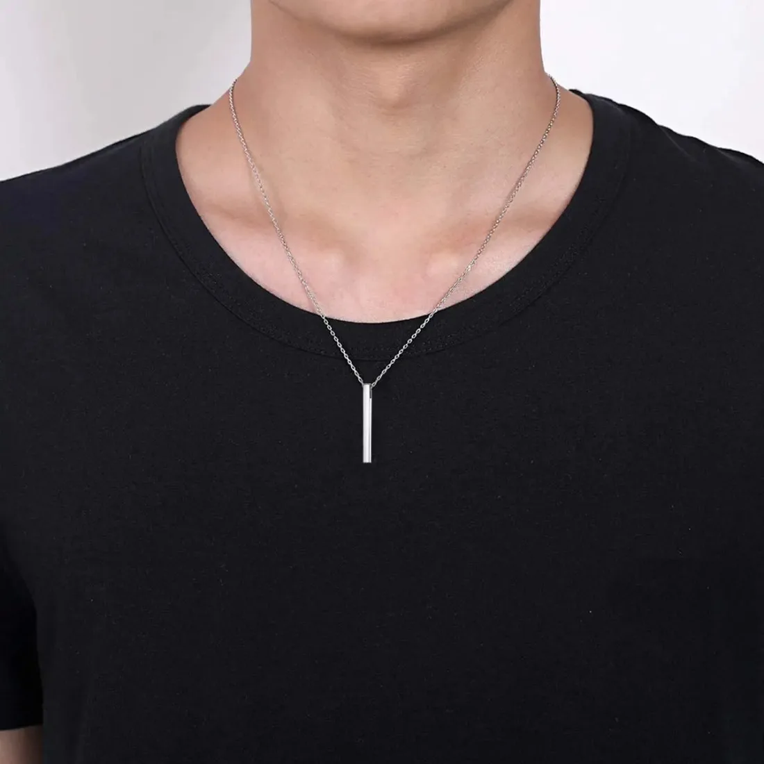 U7 925 Sterling Silver 2/4mm Vertical Bar Pendant Necklaces for Woman Personalized Name Date Coordinates Jewelry for Her pendant necklace silver necklace