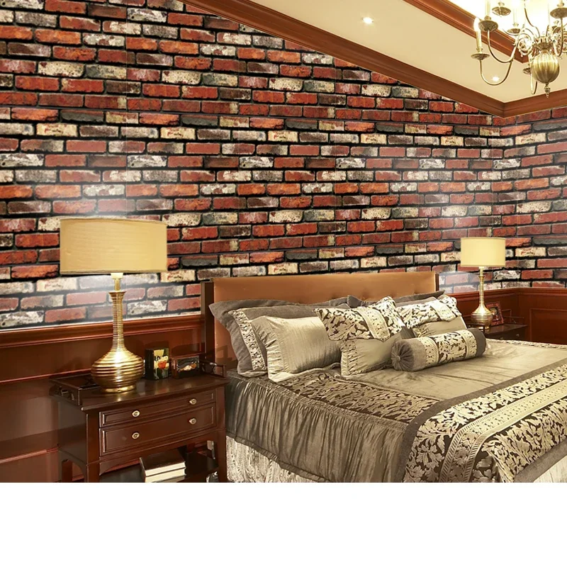 Home Decor 3D PVC Vintage wall sticker Paper Brick Stone Rustic Effect Self-adhesive Home Decor Sticker sticker