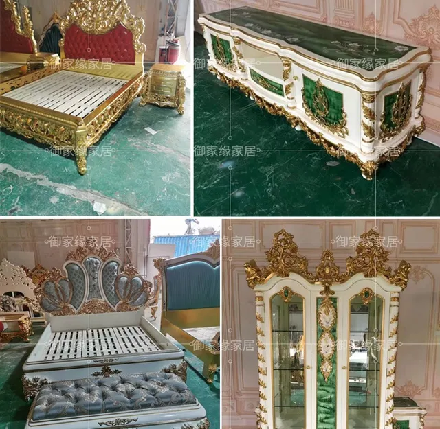 Lit rond peint sculpté français en bois massif, lit double européen, lit de  princesse italien - AliExpress