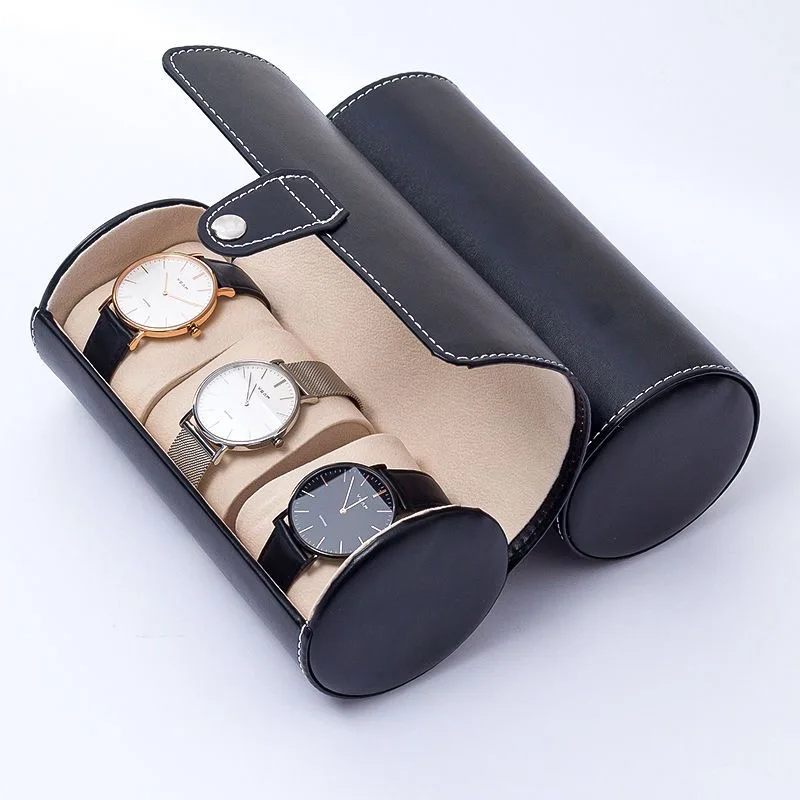 WellZone Light And Handy Portable 2/3/4 Slots Leather Watch Case Zipper Watch Box Gift watch storage box watch storage bag watch storage pouch leather storage box