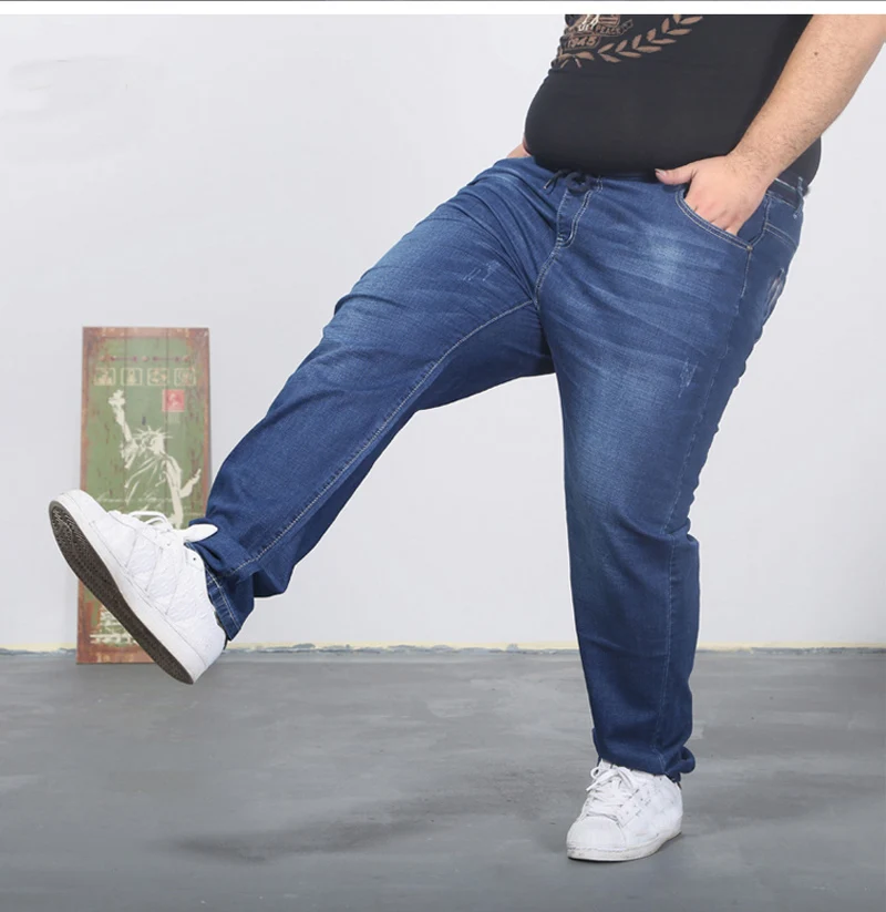 Oversized jeans 300 pounds extra large PANTS Big men 165kg thin Spring trousers High waist 8XL 60 big Szie 12XL men blue jeans 2