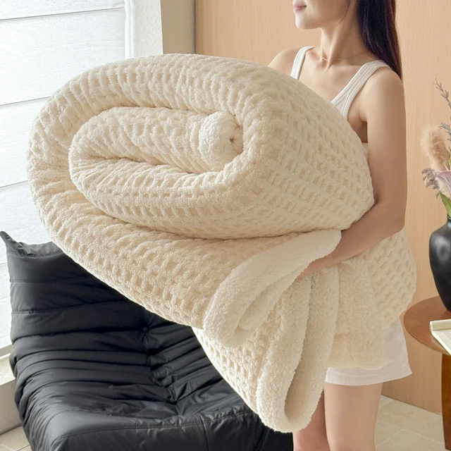 Autumn Winter Thick Warm Fleece Blanket Double Layer Artificial Lambswool Throws Blankets for Sofa or Bed Queen Double Comforter Autumn Winter Thick Warm Fleece Blanket Double Layer Artificial Lambswool Throws Blankets for Sofa or Bed Queen Double Comforter