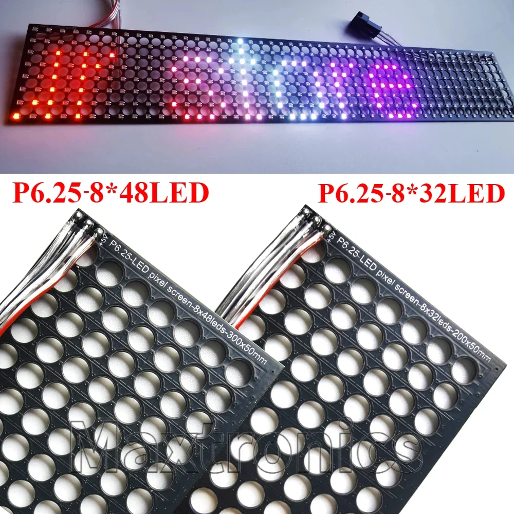 LED Modules LED Module WS2812B LED Transparent Screen Full-Color RGB 256/384 Pixel Dot Matrix SPI Protocol Lamp Bead for DC5V P6.25 LED Panel Sign
