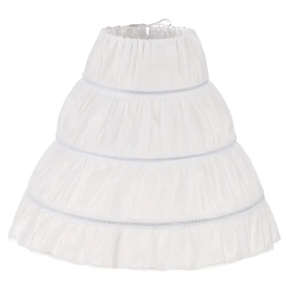 White Children Petticoat A-Line 3 Hoops One Layer Kids Crinoline Flower Girl Dress Underskirt Elastic Waist