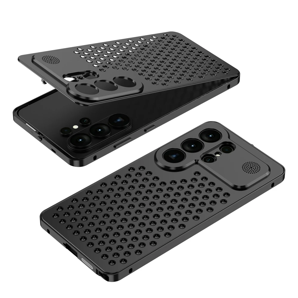 Aluminum Metal Cooling Case with Heat Dissipation and Shockproof Protection - Anti-Fall Design with Camera Protection