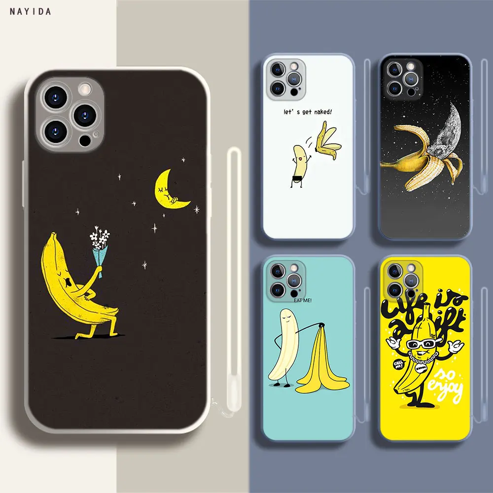 

Phone Case For Iphone 14 13 11 12 Mini Pro XS Max XR X Soft Silicone TPU New Cover Cartoon Finger Funny Banana