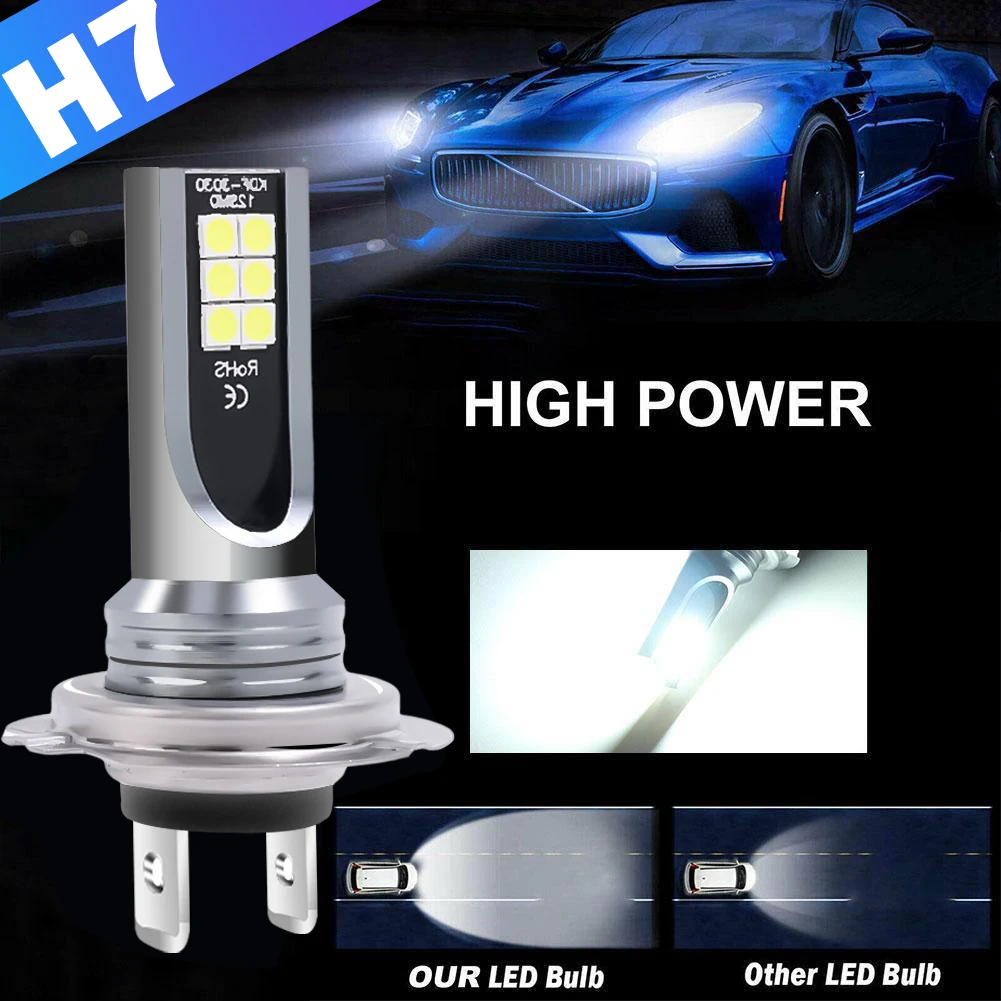 

H7 LED Headlight Bulb Beam Kit 12W High Power LED Car Light Headlamp 6000K Auto Headlight Bulbs Car Fog Light