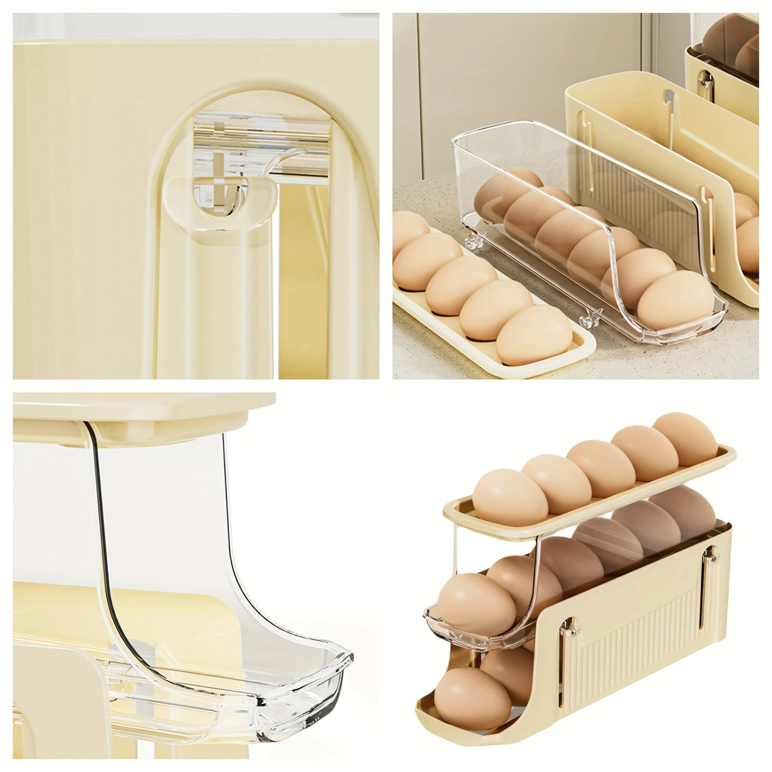 17-Egg Three-Tier Large Capacity Egg Organizer-Freely Removable, Easy to Clean, and Space-Saving Refrigerator Side Door Solut