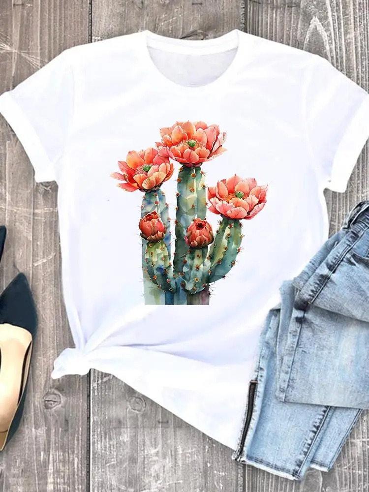 Women Clothing Trend Cute 90s Fashion White Tee Clothes Print Womens Casual Ladies Graphic T Short Sleeve O-neck T-shirts