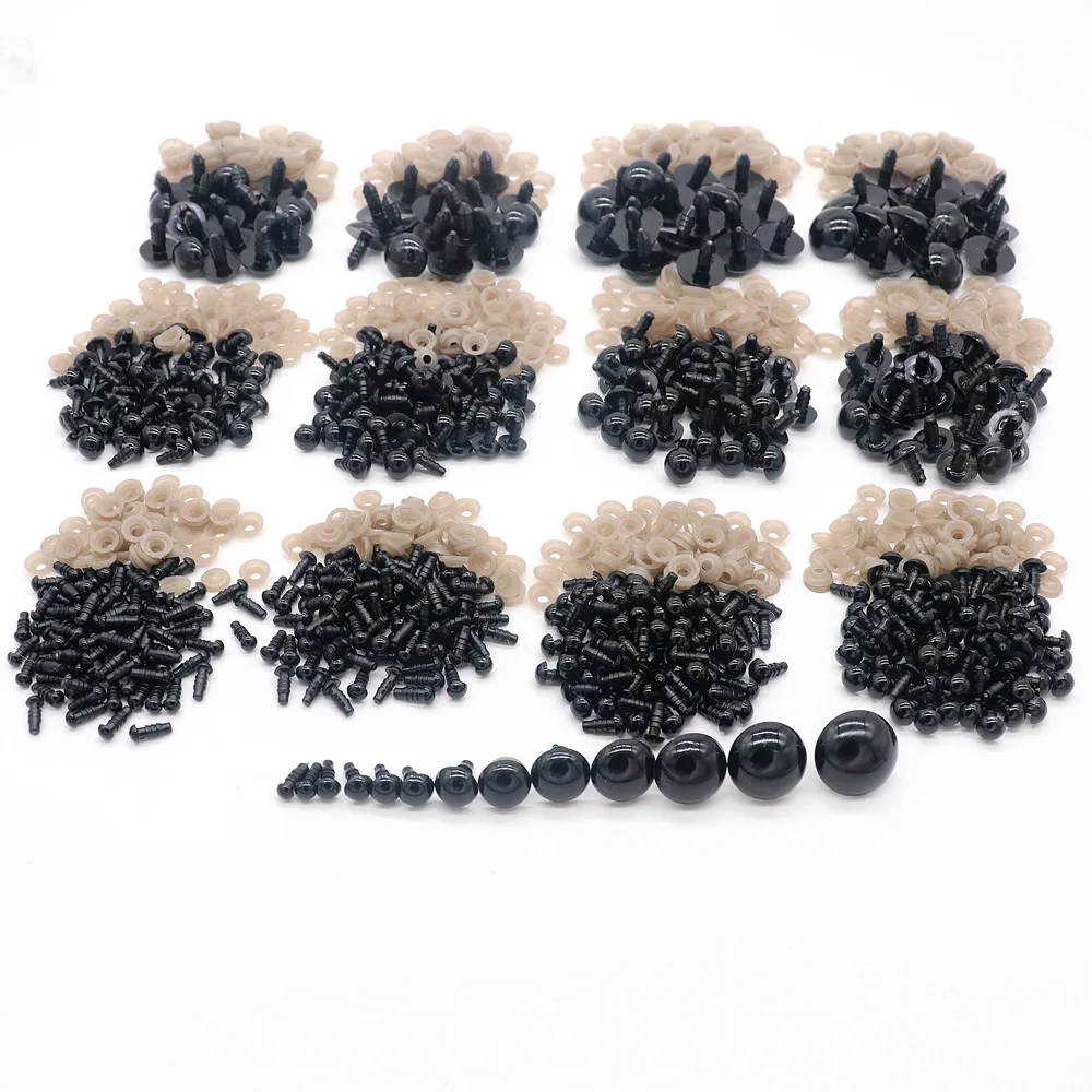 Black Plastic Safety Eyes for DIY Crafts and Doll Decoration (50/100pcs)
