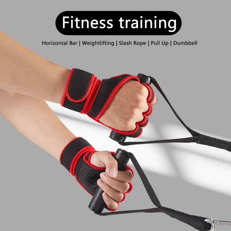 1Pair Weight Lifting Training Gloves Women Men Fitness Sports Body Building Gymnastics Grips Gym Hand Palm Protector Gloves 5