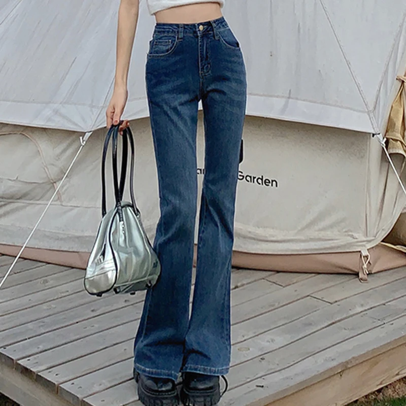 

Casual Light Blue Vintage Jeans Pants Women High Waist Trousers Skinny Denim Jeans Slim Fashion Flare Pants Vaqueros Mujer 24372