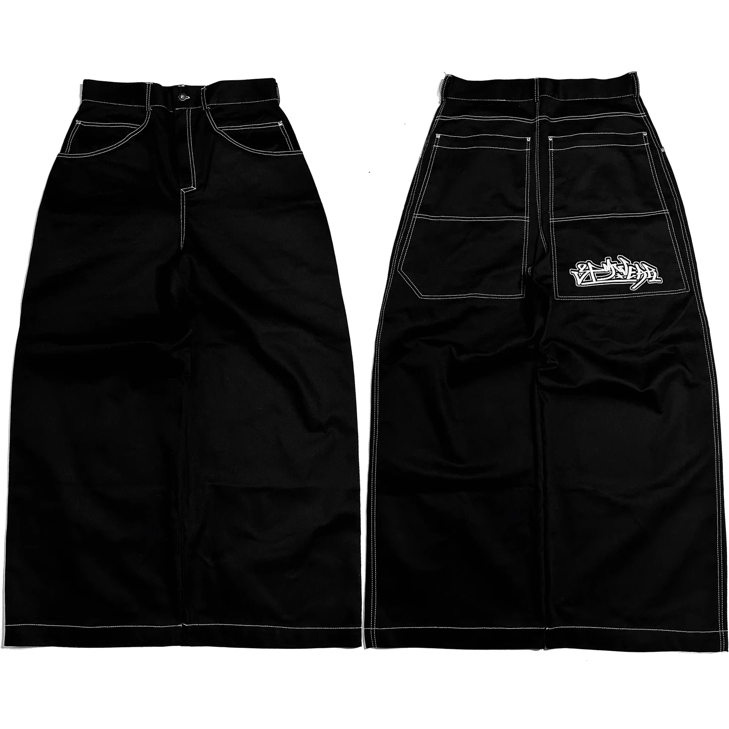 남성 및 여성용 하이웨이스트 와이드 레그 팬츠, 3pmwear Y2K 힙합 레터 그래픽 헐렁한 청바지, 블랙 팬츠, 하라주쿠 고딕, 신제품