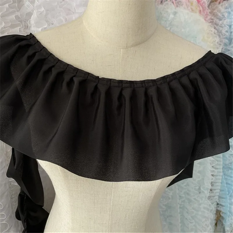 14CM 와이드 화이트 블랙 새틴 3D Pleated 레이스 Fabirc 바느질 프릴 리본 프릴 드레스 Hemlines 커튼 바느질 드리 워진 장식