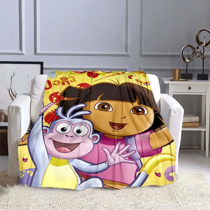 

Dora the Explorer Boots Adventure Cartoon Blanket Sofa Cover Soft Hairy Blanket Flannel Comfortable Home Travel Throw Blanket