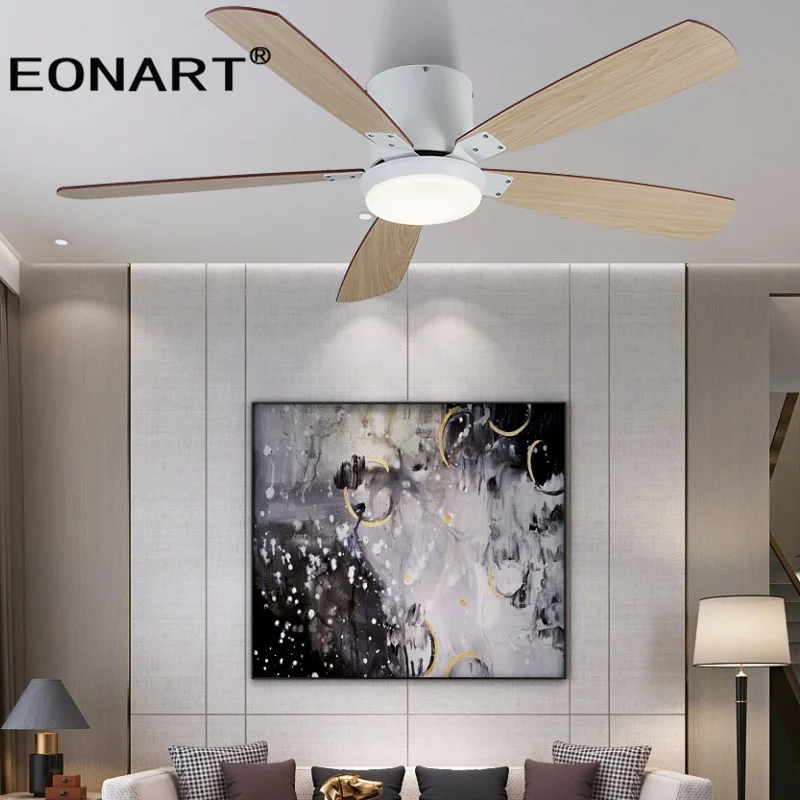 52Inch Led Ceiling Fan Lamp Roof Lighting Fan Modern Indoor Decorate Plywood Blade Dc Ceiling With Remote Control Ventilador