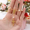 10/20/50PCS Baby Pearl Baptism Communion Gift Catholic for Cross Finger Chain Mini Rosary Gold Silver for Cross Rosary Bracelet 3