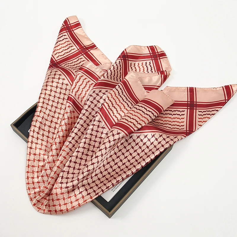 Luxus Marke Seide Satin Quadrat Schal Frauen Hijab Bandana Muslimischen Kopftücher Schal Wrap Damen Stirnband Halstuch Foulard 90 cm – Detail 13