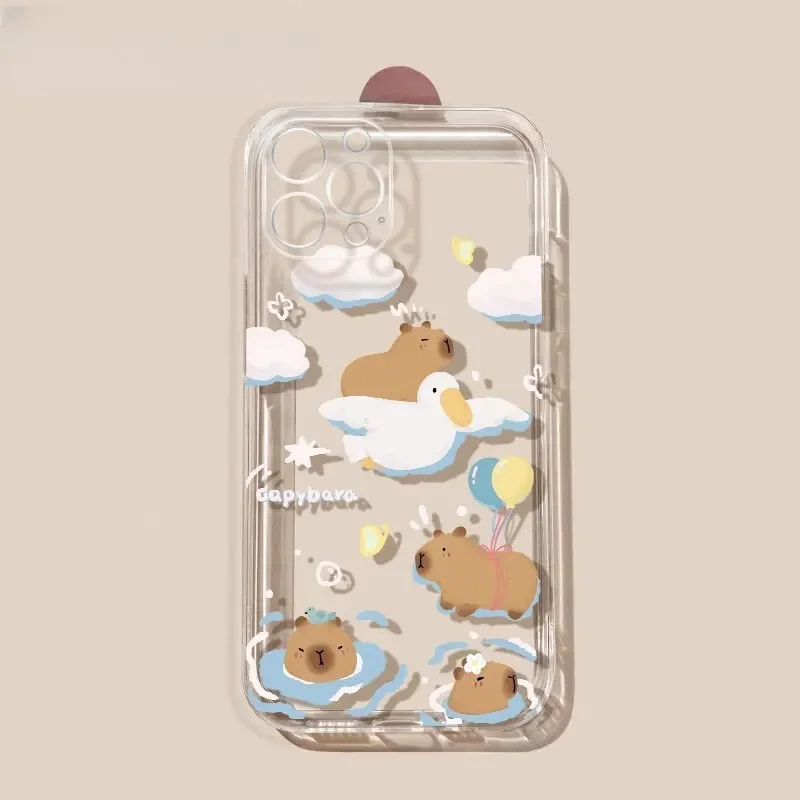 Adorable Capybara Cartoon Shockproof Transparent Phone Case