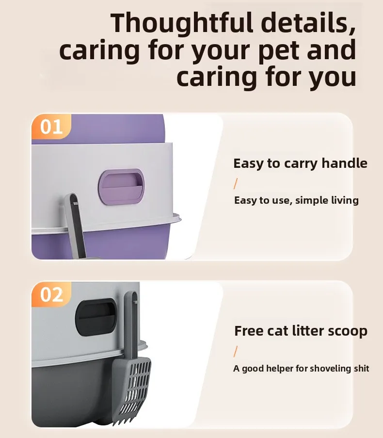 Fully Enclosed Cat Litter Box With Automatic Uv Odor Control_voghion.com