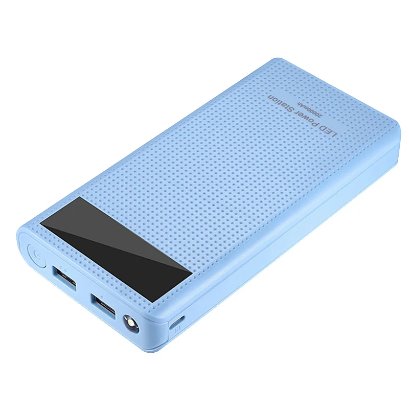 C타입 듀얼 USB Qc3.0 7X 18650 배터리, DIY 보조배터리 박스 충전기, 휴대폰용, 배터리 없음, 파란색