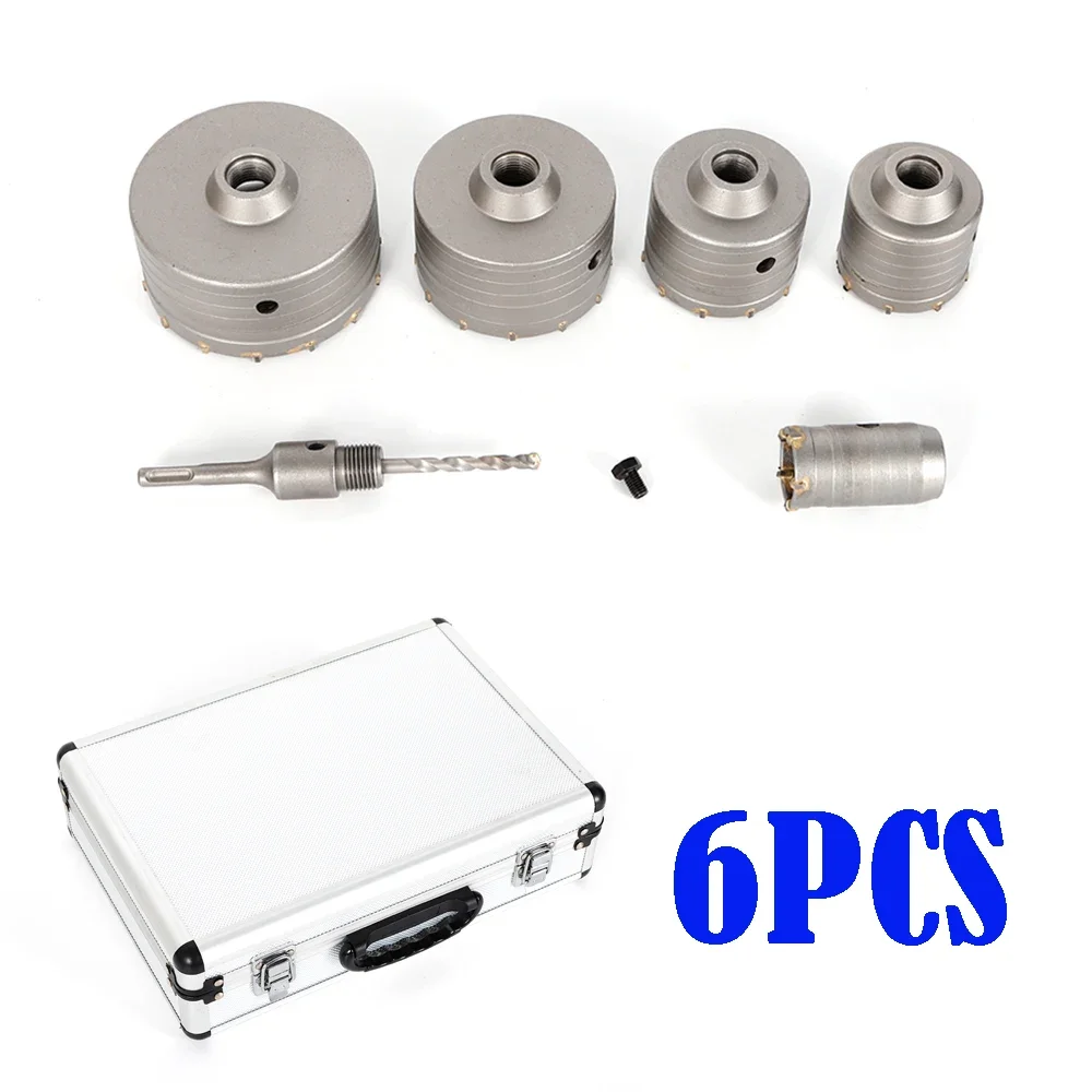 6 Stück Beton-Lochsägenbohrer SDS Plus-Adapter 40–120 mm Set Lochsägen-Kernbohrer Beton für Ziegel Beton Zement Stein – Detail 3