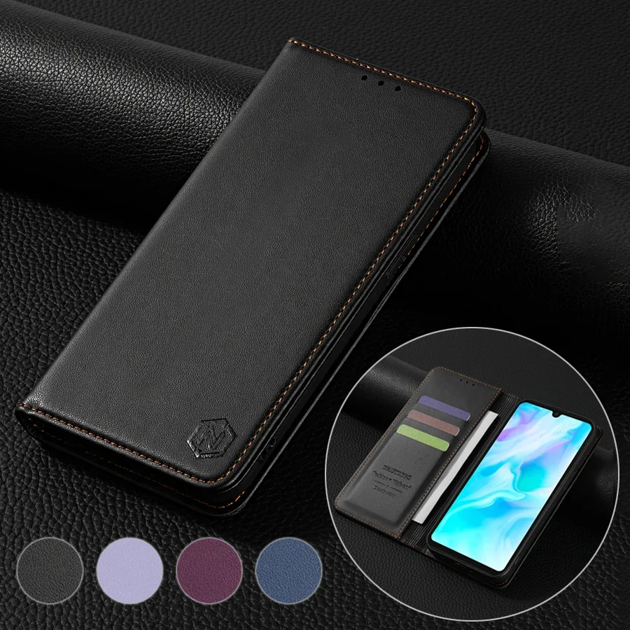 Luxurious Magnetic Flip Leather Wallet Case with Card Slot - Skin Friendly & Durable