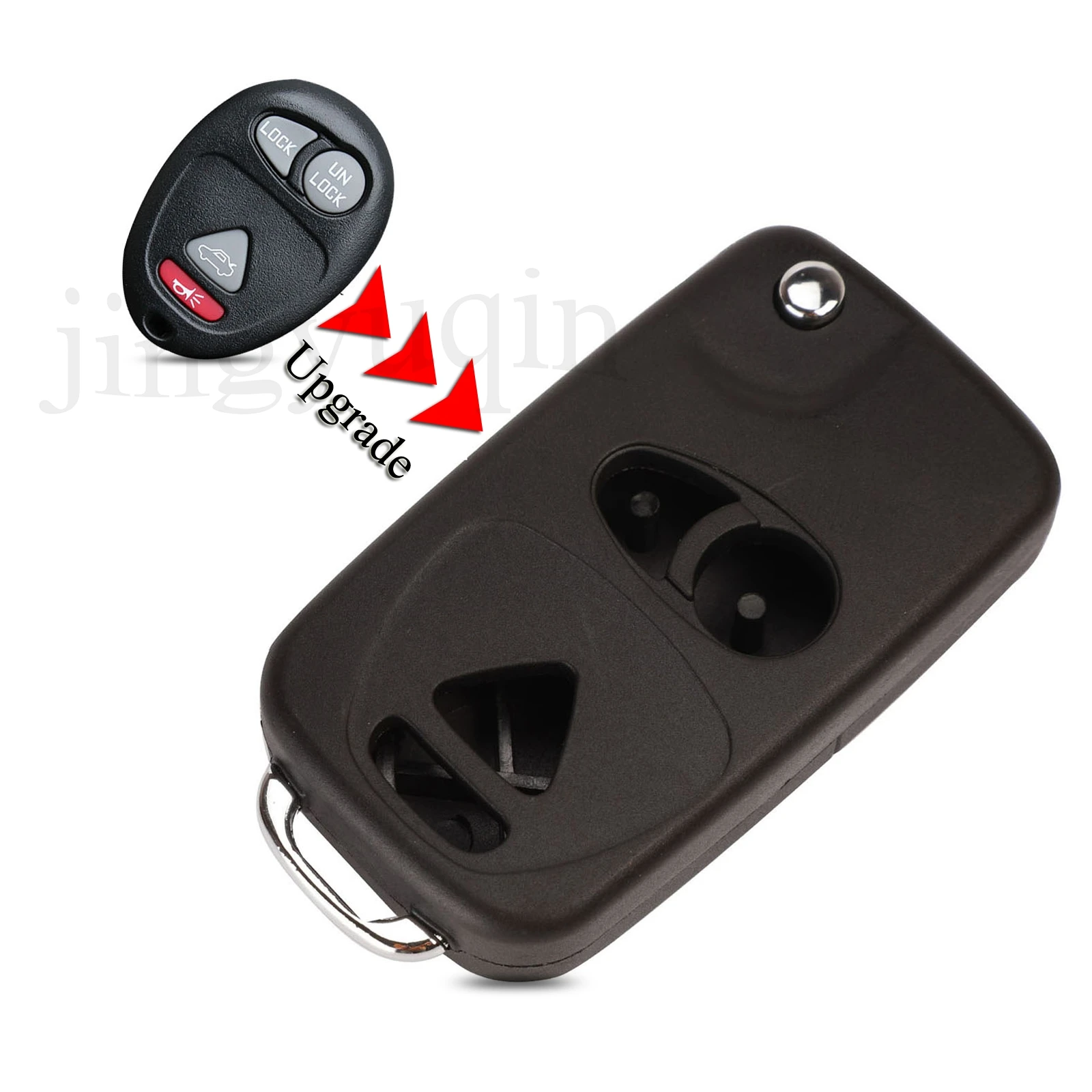

jingyuqin 10pcs/Lot Upgrade Folding Car Key Shell For Buick GM Chevy Pontiac Rendezvous 2002-2007 3+1Buttons Remote Cover Case