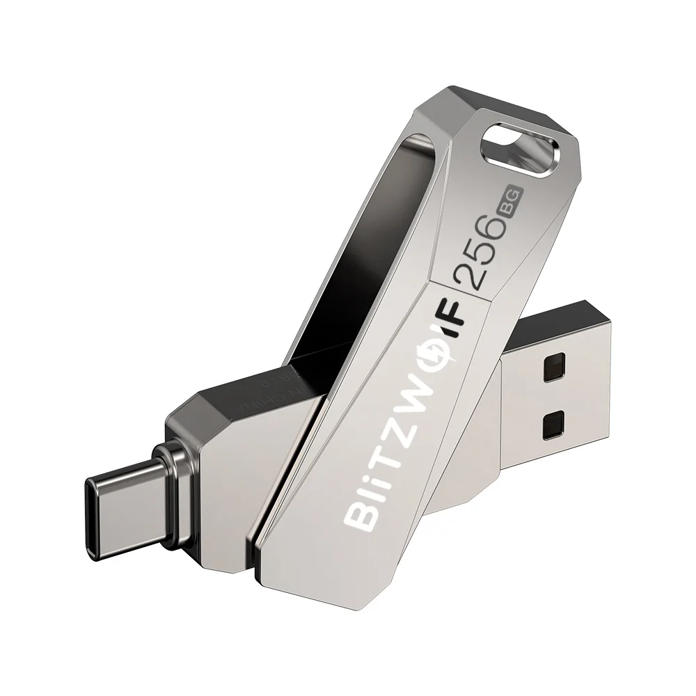 Tipo-c Usb Flash Drive Transmissão Ultra-rápida Rotação 360 ° Disco de Liga de Zinco 256gb 256gb Usb 3.0 em Blitzwolf-bw-upc2 - Imagem 6