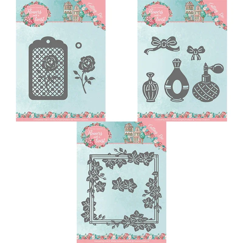 Mmao Crafts Metall-Stanzformen aus Stahl, neue Blumen-Tag-Rahmen-Kessel-Schablone für DIY-Scrapbooking, Papier-/Fotokarten, Prägeformen