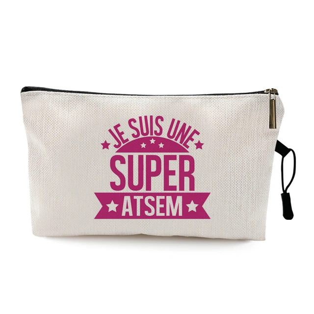 Teacher's Day Graduation Gift Cosmetic Bag Super Atsem Merci Maitresse Print Women Neceser Makeup Bag Pouch Travel Organizer Pattern 25