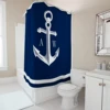 Custom Name Nautical Shower Curtain Anchor Design Waterproof Fabric Bathroom Decor Ocean Themed Personalized Bath Curtain 6