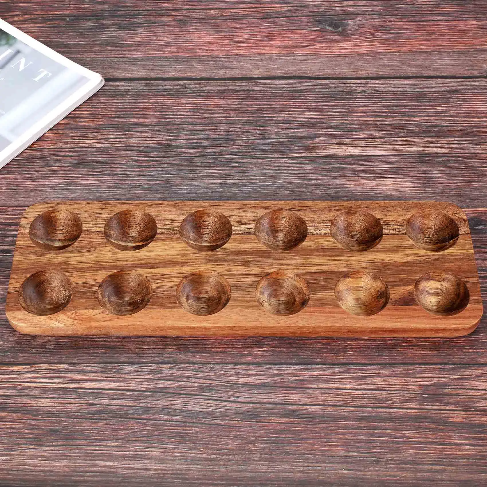 12 Holes Japanese Style Wooden Double Row Egg Storage Box Home Organizer Rack Eggs Holder Kitchen Decor Accessories 5