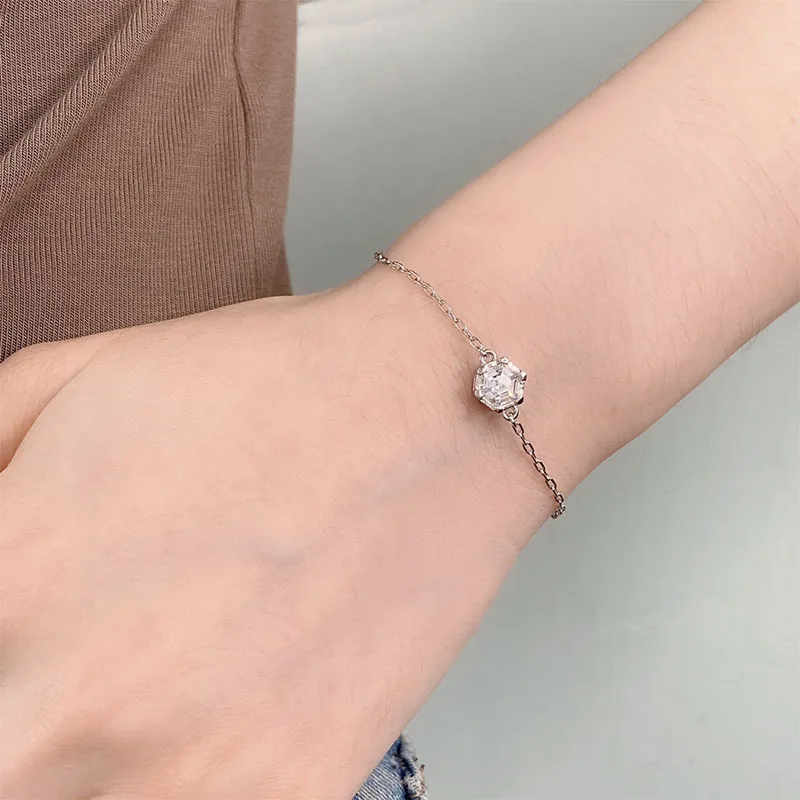 Simplified geometric hexagonal zircon earrings