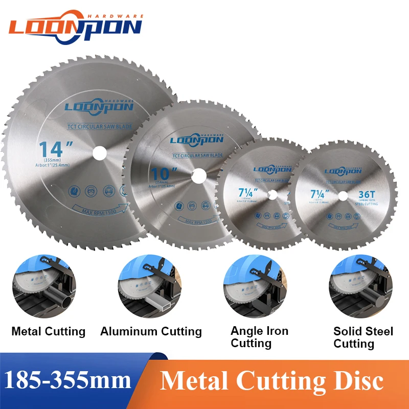 

Loonpon Metal Cutting Disc 185/254/355mm Carbide Circular Saw Blade For Steel Iron Aluminum Metal Cutting Blade