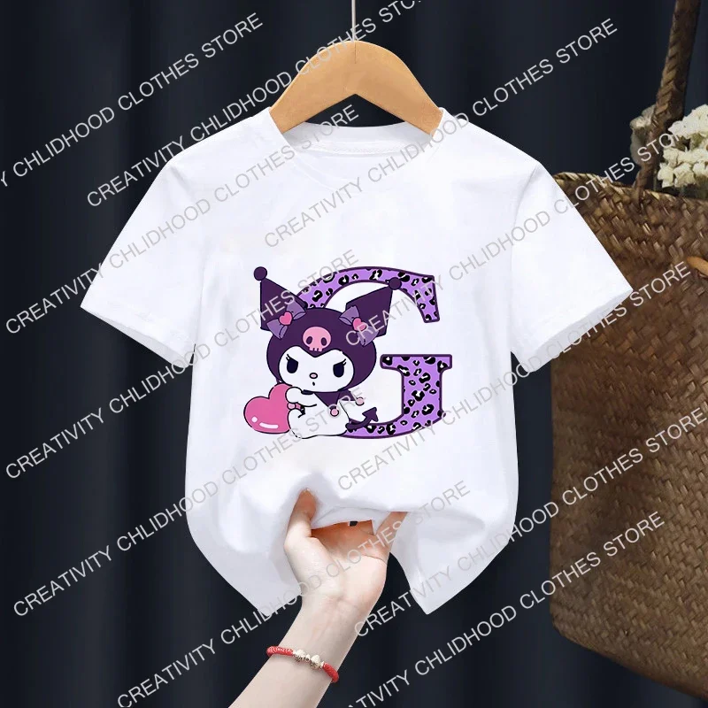 Kuromis Children T-Shirt Letter A B C D Cartoons Kid Tee Shirts Anime Kawaii Tops Casual Clothes Boy Girl Fashion Short Sleeve 2