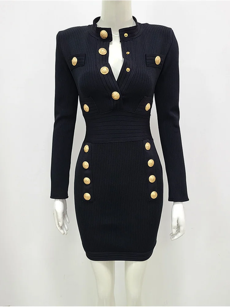 

Hot dress，2024 New Winter Style Sexy Long Sleeve Key Hole Button Pink Mini Women Bodycon Bandage Dress Elegant Evening Club Part