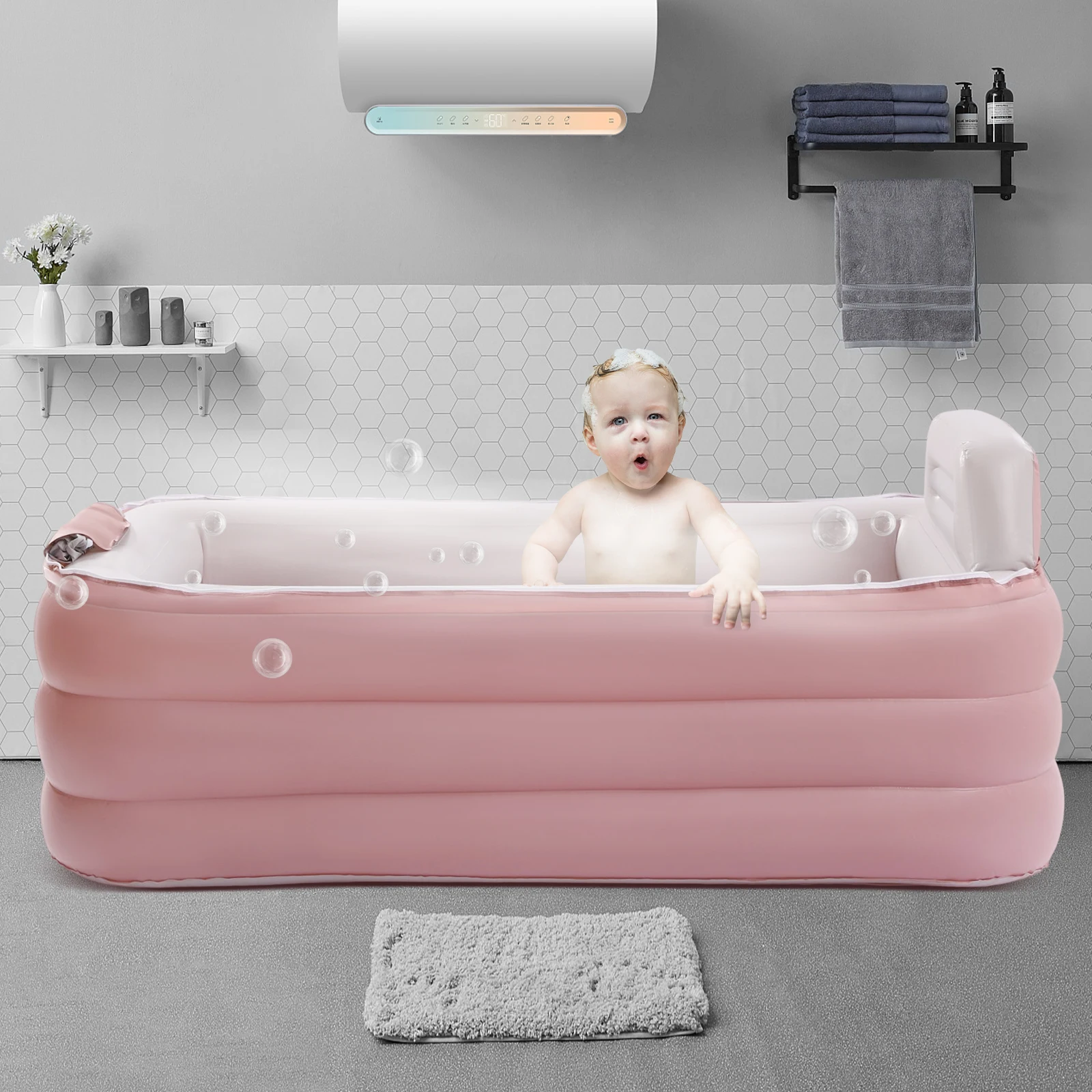 Baignoire gonflable pliable pour adultes et enfants - Avec housse