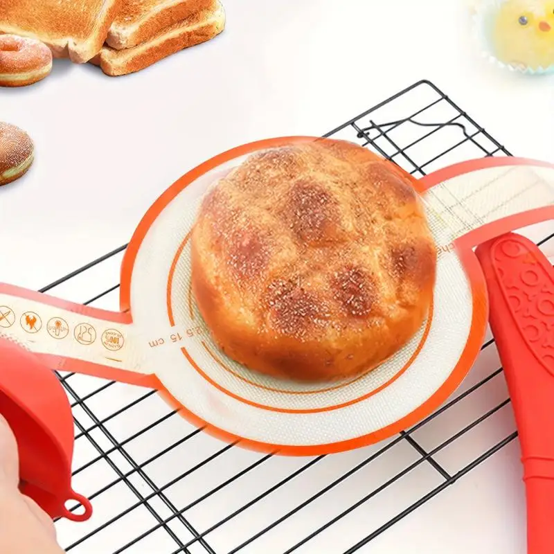 4 Colors Silicone Baking Mat Long Handle Sling Non-Stick Bread Kneading Pad Dough Transfer Pad Bakery Kitchen Cooking Tools Gift