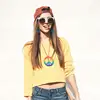 Fashion Hippie Costume Jewelry Set 60s 70s Rainbow Peace Sign Pendant Necklace Earring Decoration Gift for Friend Sister 2