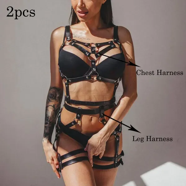 

New Leather Harness for Women Garter Belt Lingerie Belts Stockings Body Buttocks Bondage Leather Leg Harness Belts Suspenders