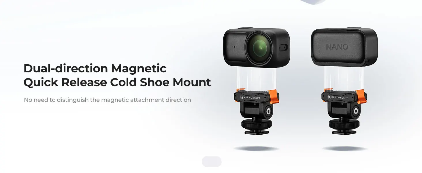 K&F CONCEPT Kaltschuh-Halterung für DJI Osmo Action 6 und Osmo Nano Magnetische Schnellwechselbasis Passt auf DSLR-Hotshoe mit 1/4"-Gewinde – Detail 5