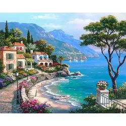 Personalized Seascape DIY Canvas Painting Kit - Handcrafted Art - 40x50cm diy frame (CH16)