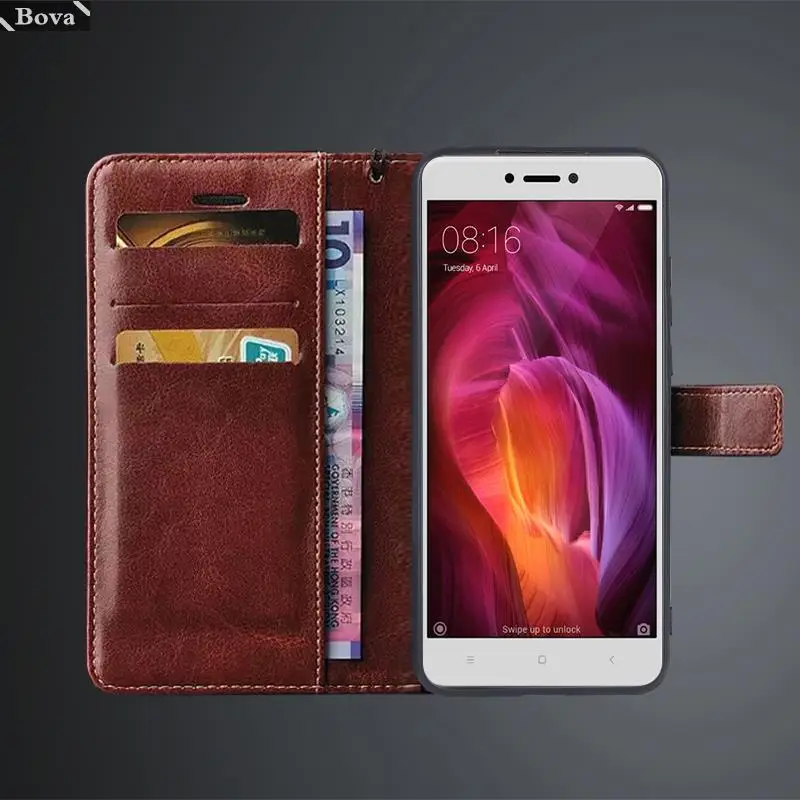 Card Holder Cover Case Pu Leather Flip Cover Retro Wallet Phone Case For Xiaomi Redmi Note 4 4X