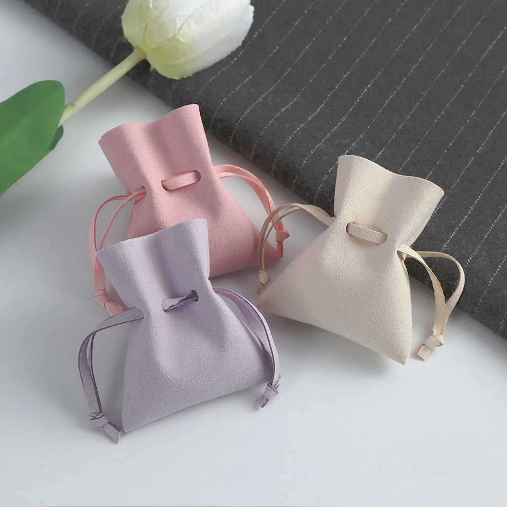 

Microfiber Velvet Small Jewelry Gift Bags 7x8cm Drawstring Organizer Pouches Wedding Favors For Guests Candy Goodie Bag Business