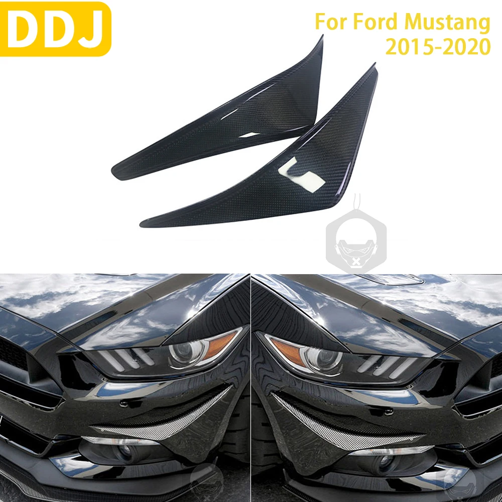 

For Ford Mustang 2015-2020 Accessories Car Carbon Fiber Front Bumper Spoiler Flank Wind Knife Trim Sticker Decoration